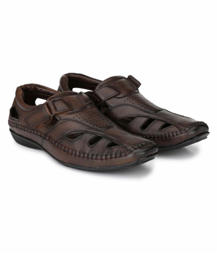 El Paso Brown Synthetic Leather Sandals - Buy El Paso Brown Synthetic ...