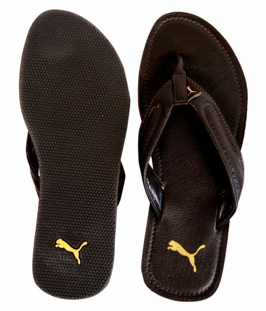 Puma Brown Leather Slippers Price in 