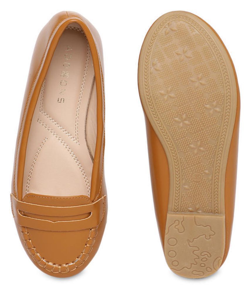 tan leather ballerinas
