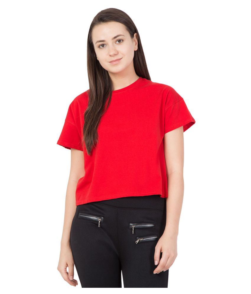 red cotton crop top