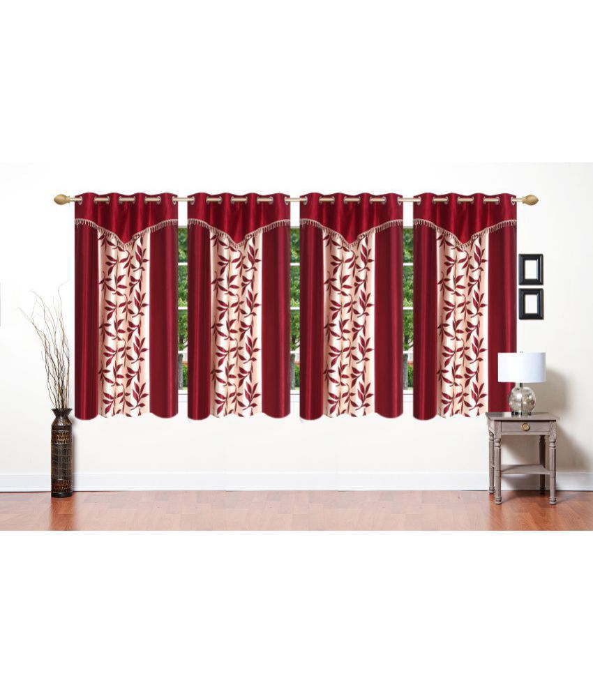     			Stella Creations Set of 4 Window Blackout Eyelet Polyester Curtains Maroon