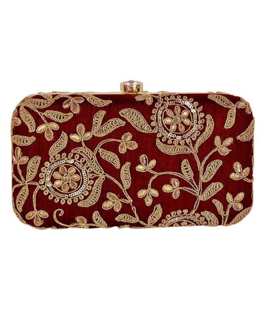 Buy Tooba Handicraft Gold Silk Box Clutch at Best Prices in India ...