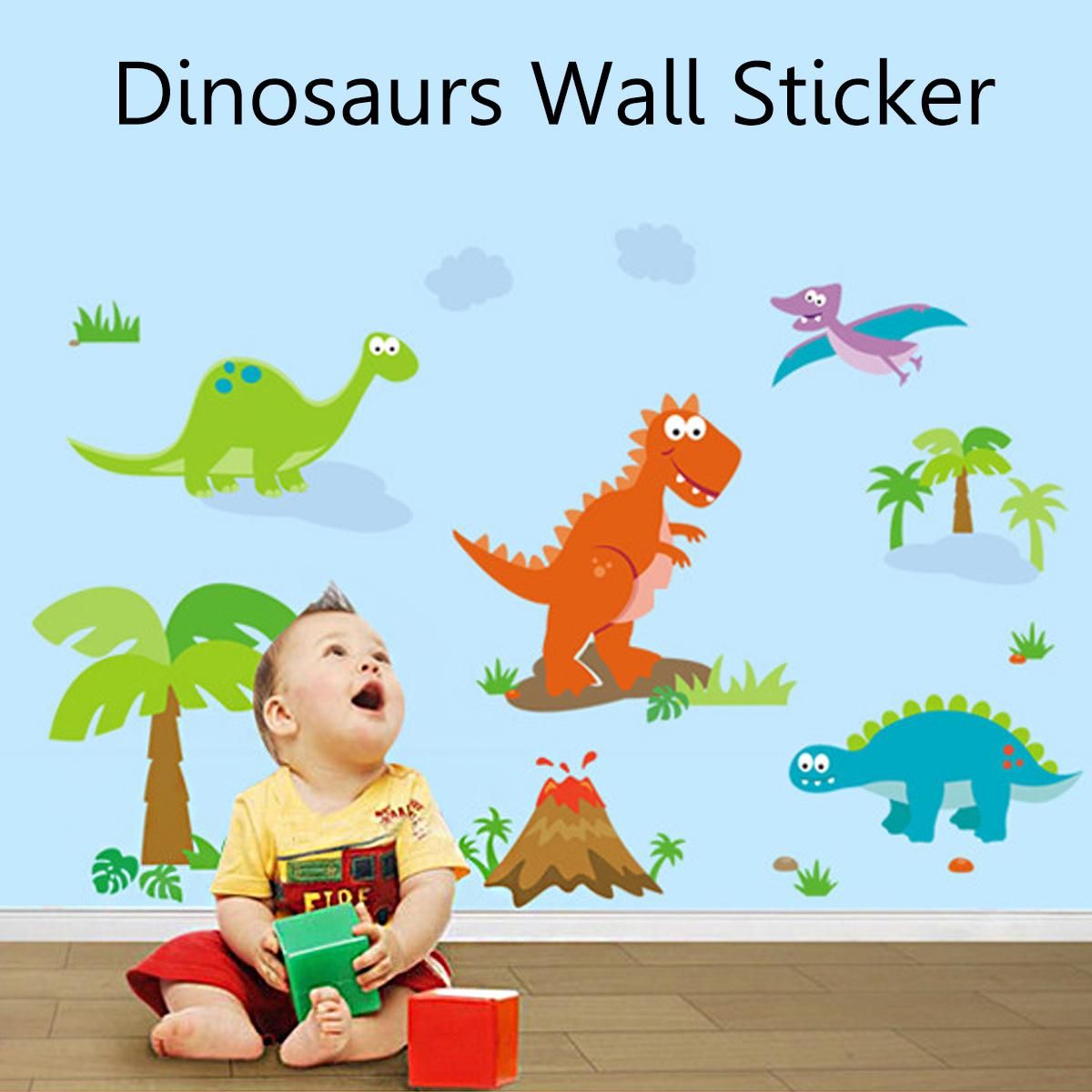 PVC Cartoon Dinosaurs Wall Stickers Removable Kids Children Bedroom