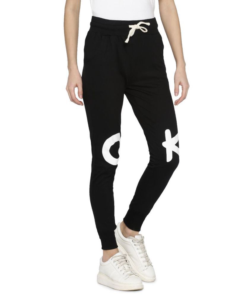 Campus Sutra Cotton Trackpants - Black