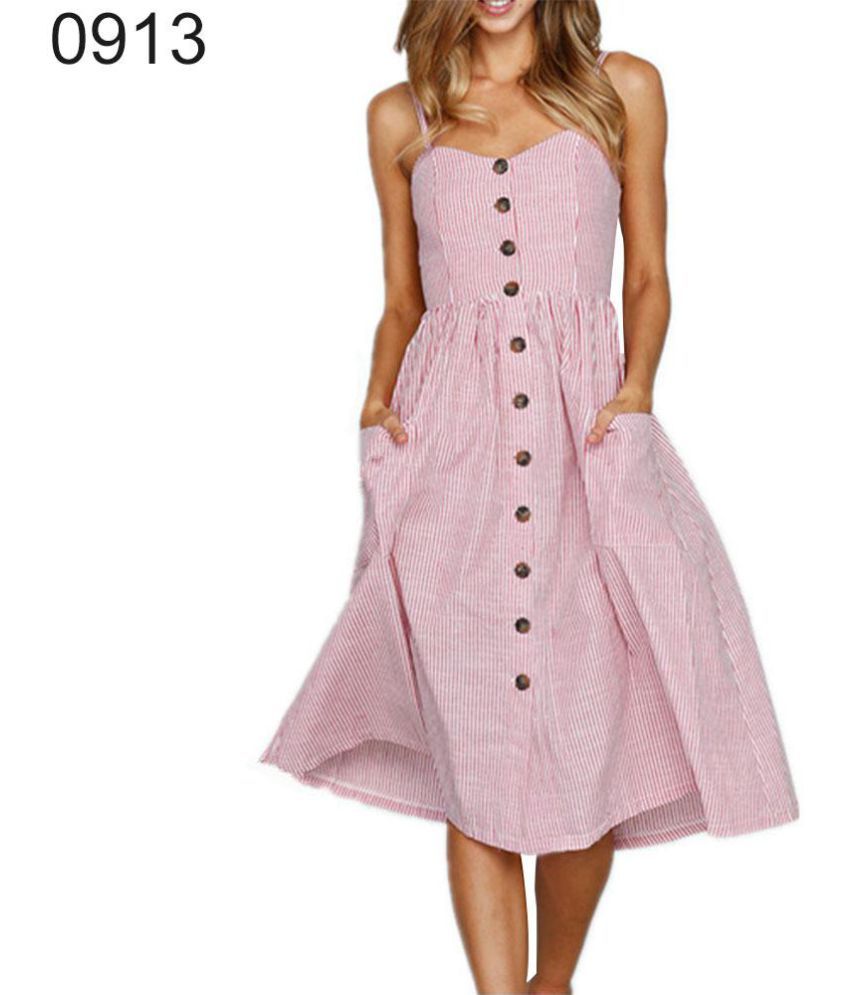 Generic Polyester Pink Asymmetric Dress Buy Generic Polyester