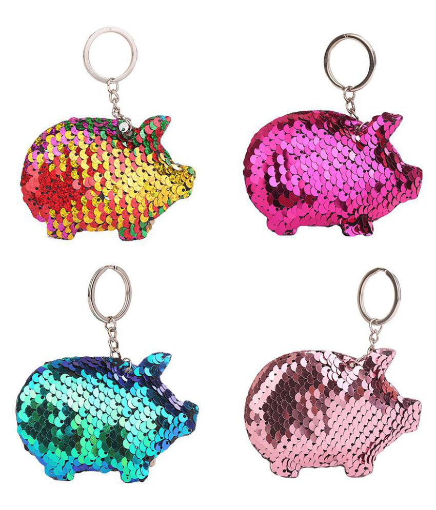 Bag Accessories Glitter Sequins Keychain Handbag Pendant Holder Pig Key Ring~ 