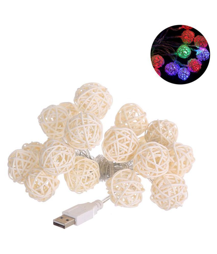 2 2m 20 Led Plastic Rattan Ball Usb Powered Fairy String Light