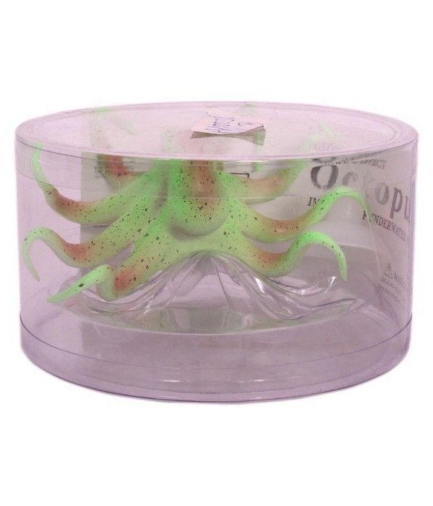 Jainsons Aquarium Glowing Green Octopus Artificial Silicon Fish Tank