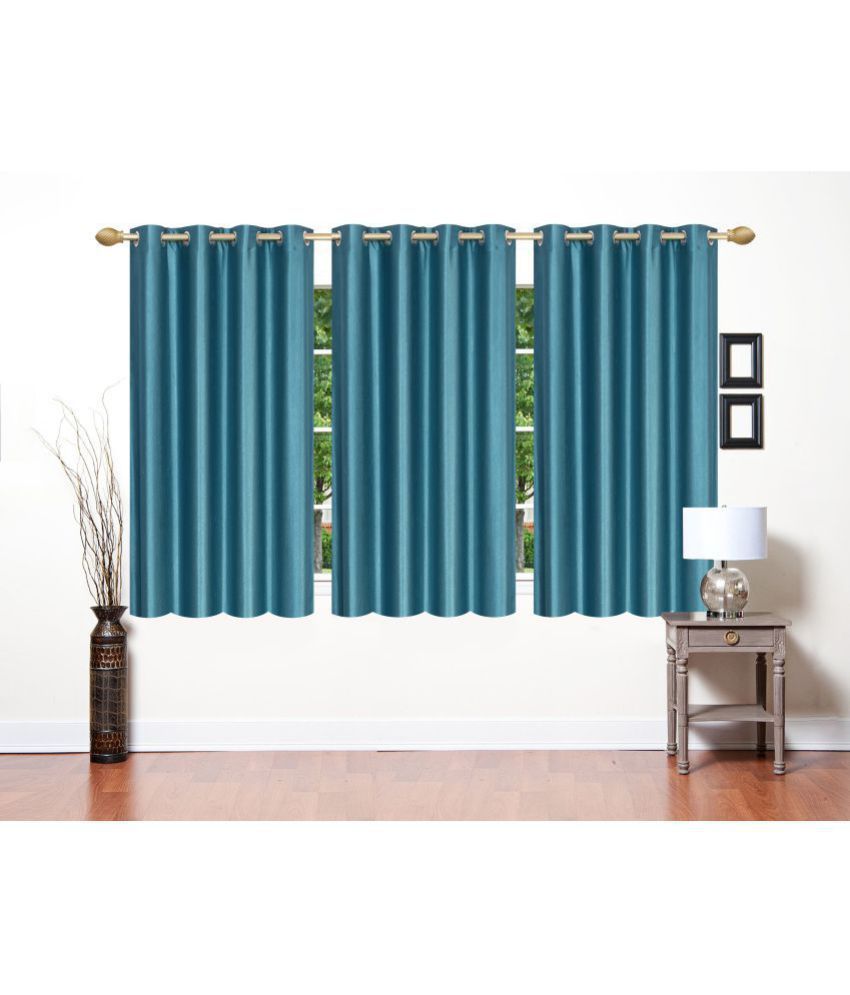     			Stella Creations Set of 3 Window Blackout Eyelet Polyester Curtains Aqua