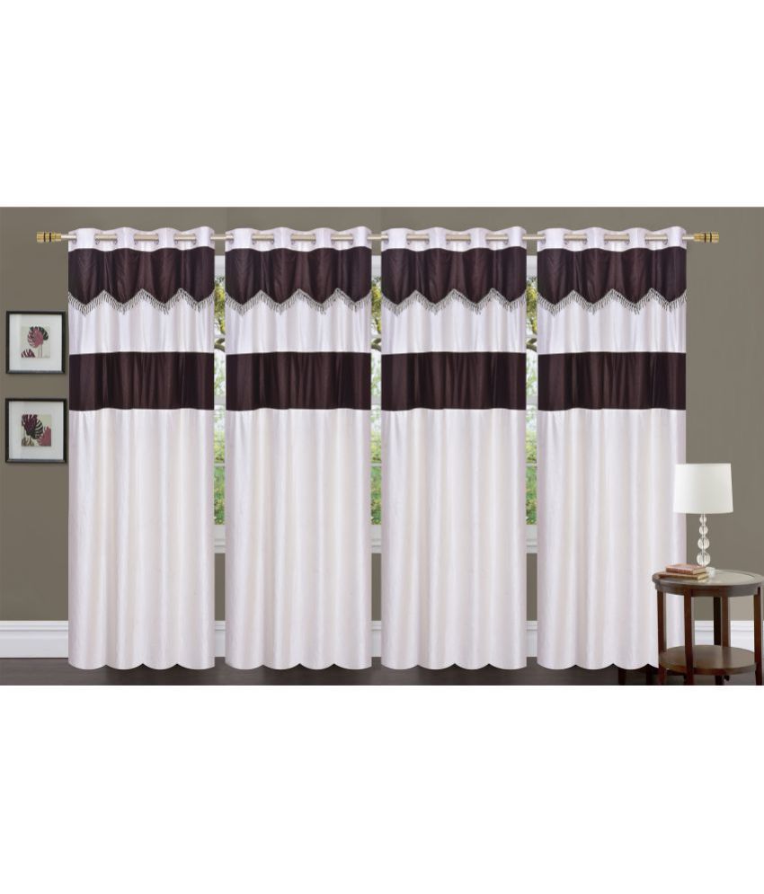     			Stella Creations Set of 4 Door Blackout Eyelet Polyester Curtains White