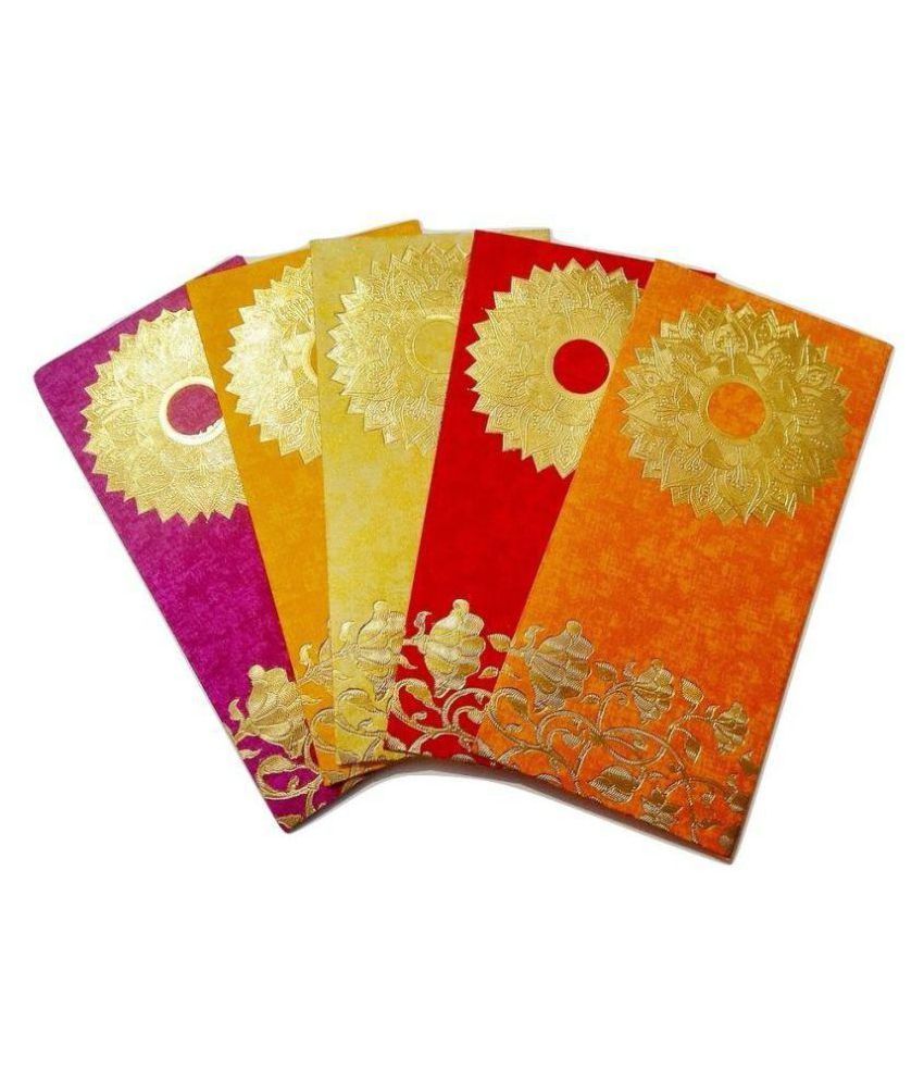 Parvenu Shagun Golden Flower Designer Envelope In Multi Color Pack