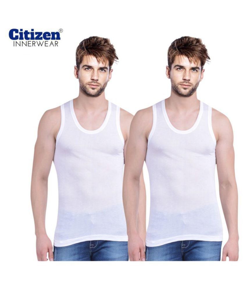 Citizen White Sleeveless Vests Pack Of 2 Buy Citizen White Sleeveless