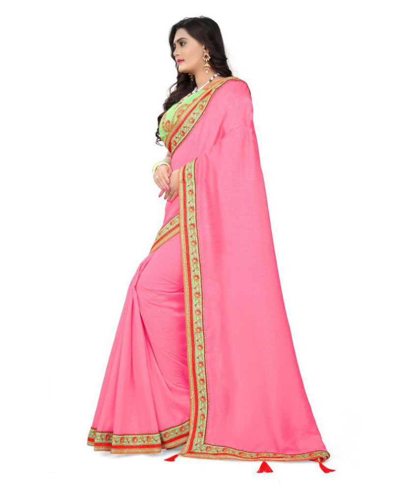 Python Pink Satin Saree - Buy Python Pink Satin Saree Online at Low ...