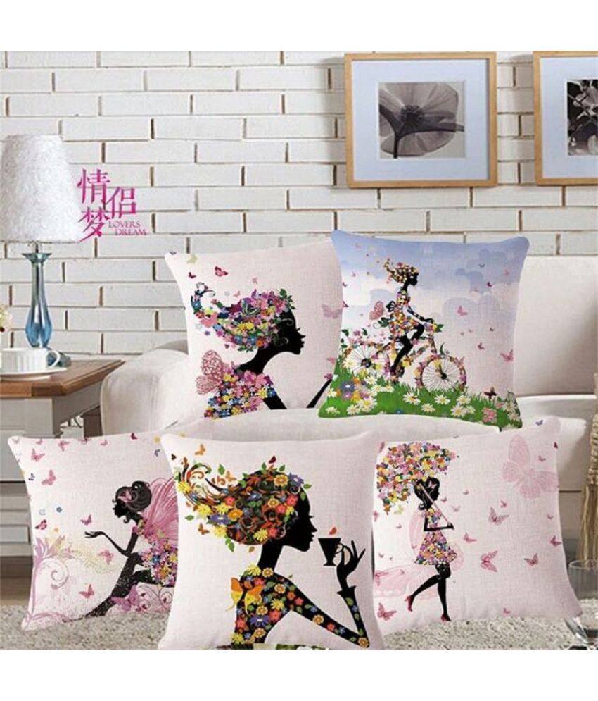 New panipat textile zone Set of 5 40X40 cm (16X16) Cushion Covers