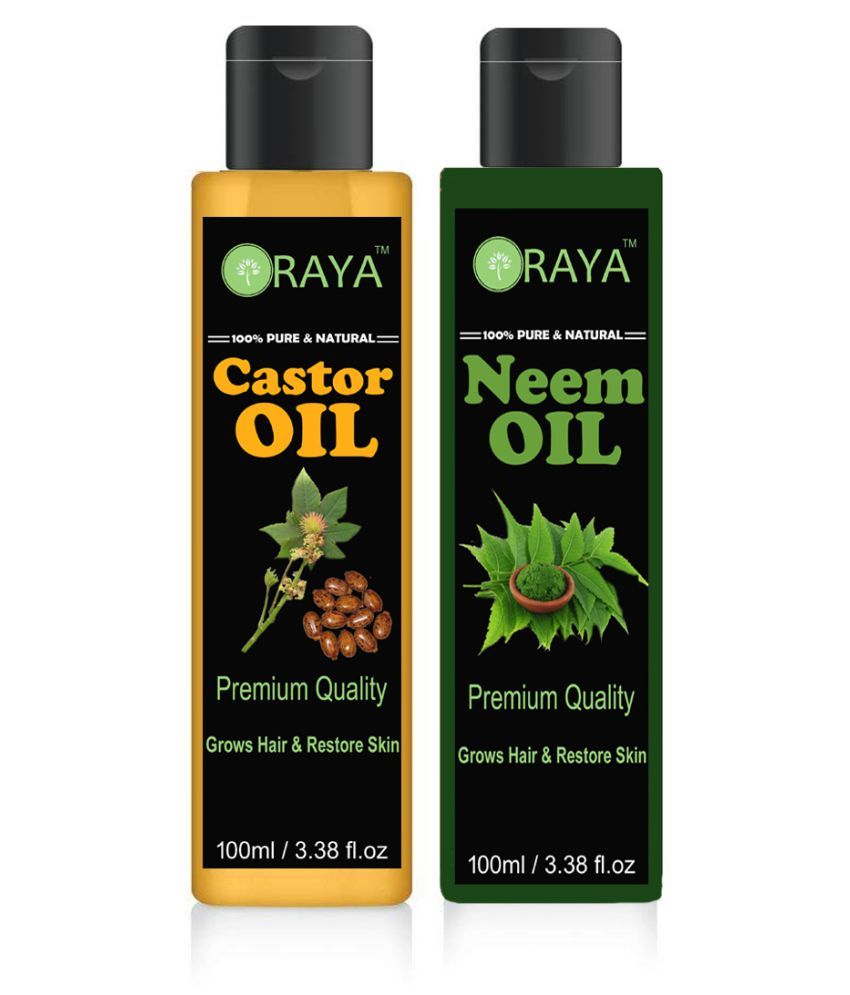     			ORAYA 100% Pure & Natural Castor & Neem Oil 200 ml Pack of 2