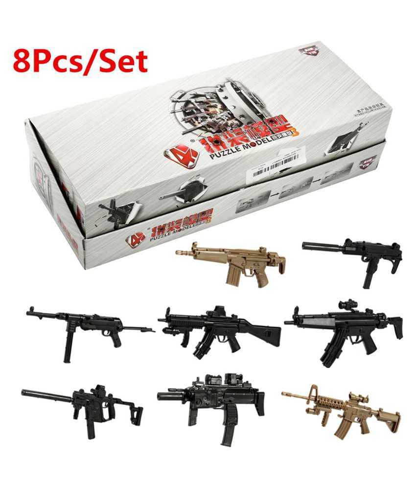 8PCS/Set 1/6 Scale 4D Assembled Submachine Gun Model KRISS Vector Weapon Kid 