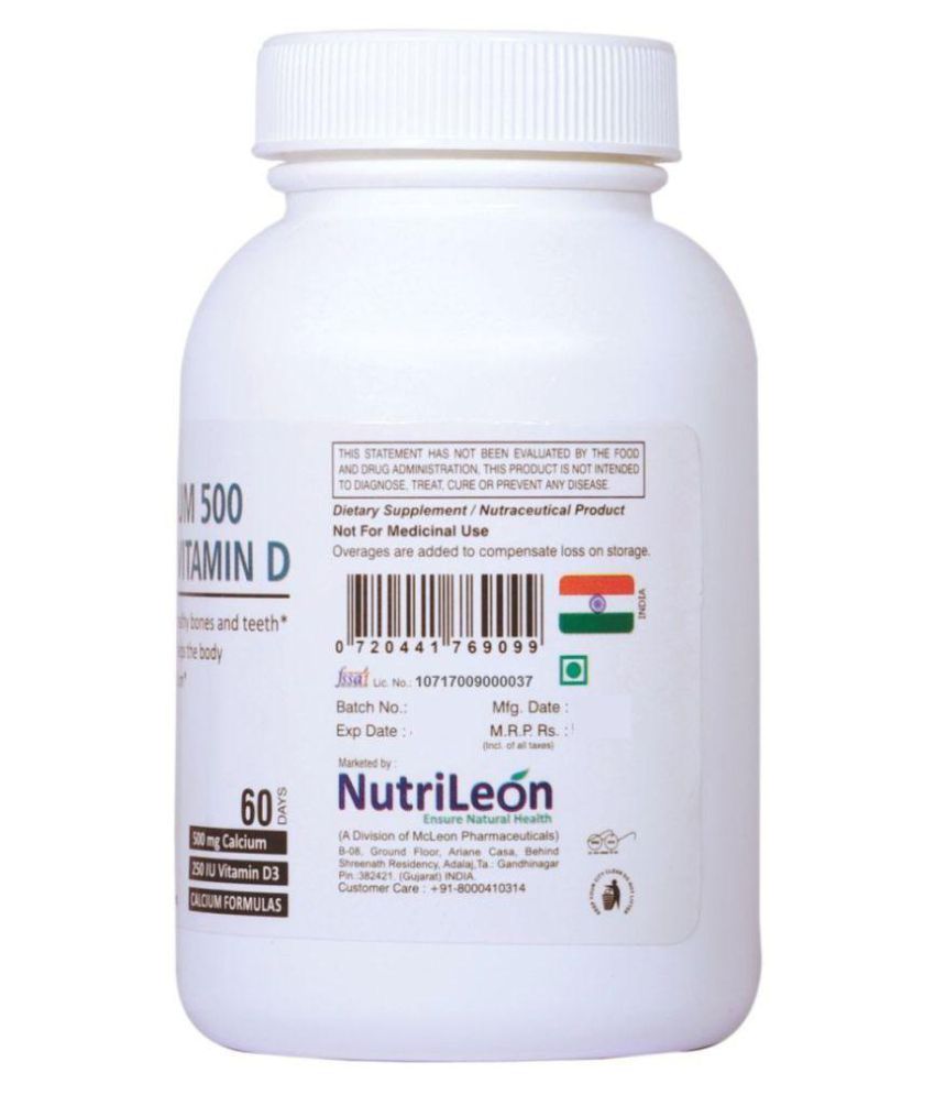 NutriLeon Calcium Vitamin D3 Supplement Natural Minerals ...