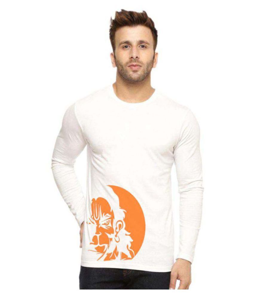 Lime White Round Angry hanuman T-Shirt 