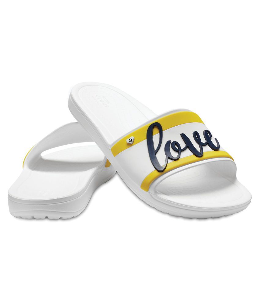 crocs sliders white
