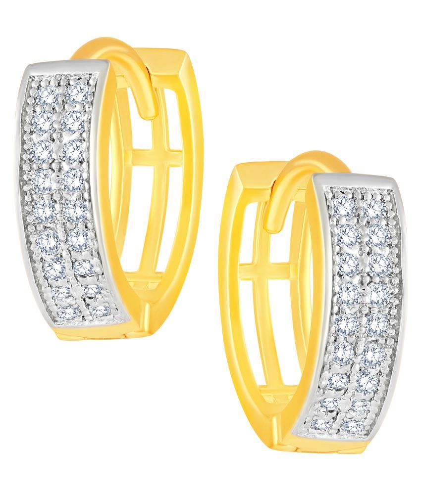 Sukai Jewels Glittering Gold Plated Alloy & Brass Cubic Zirconia Bali