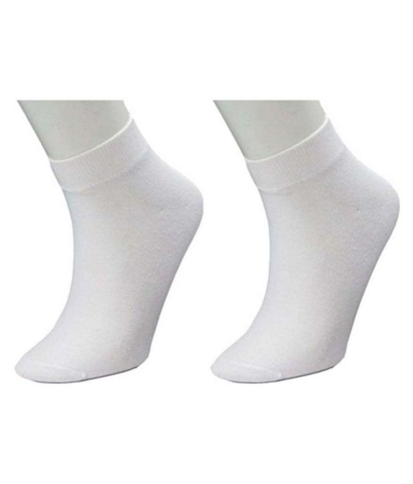     			Tahiro White Cotton Ankle Length Socks - Pack Of 2