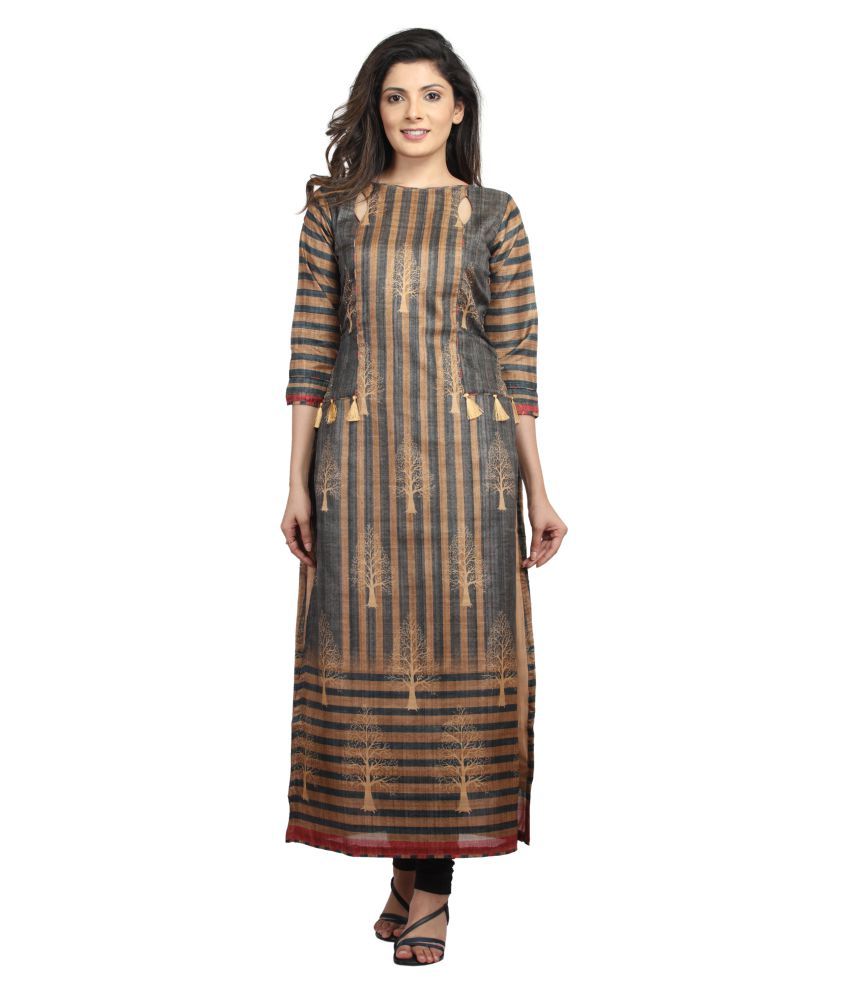 Hastakala Gold Silk A-line Kurti - Buy 