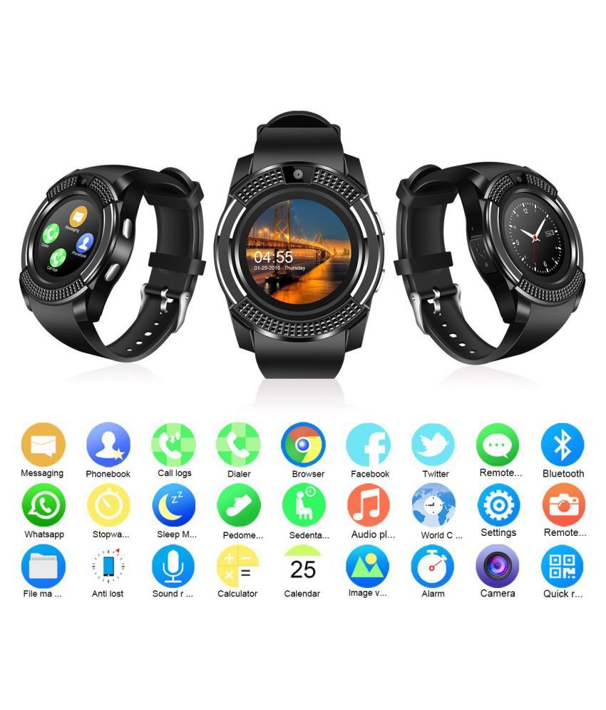 smart watch v8 black