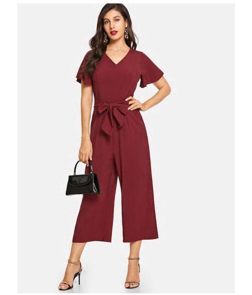 KK Enterprises Maroon Crepe Jumpsuit - Buy KK Enterprises Maroon Crepe ...