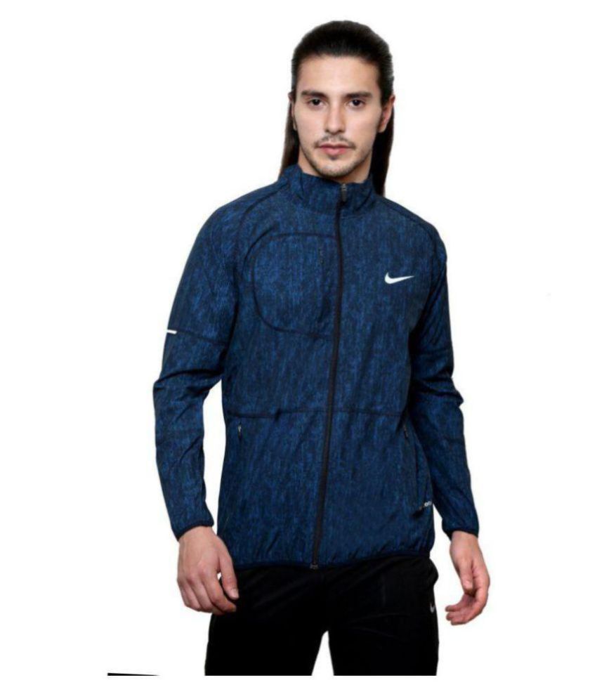 nike blue polyester terry jacket