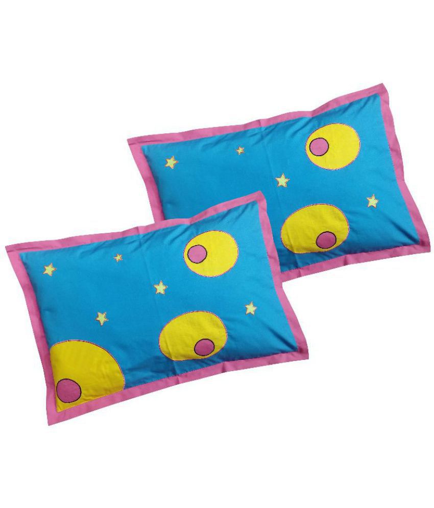     			Hugs'n'Rugs Cotton Blue Pillow covers Pack of 2 (60 x 40 cm )