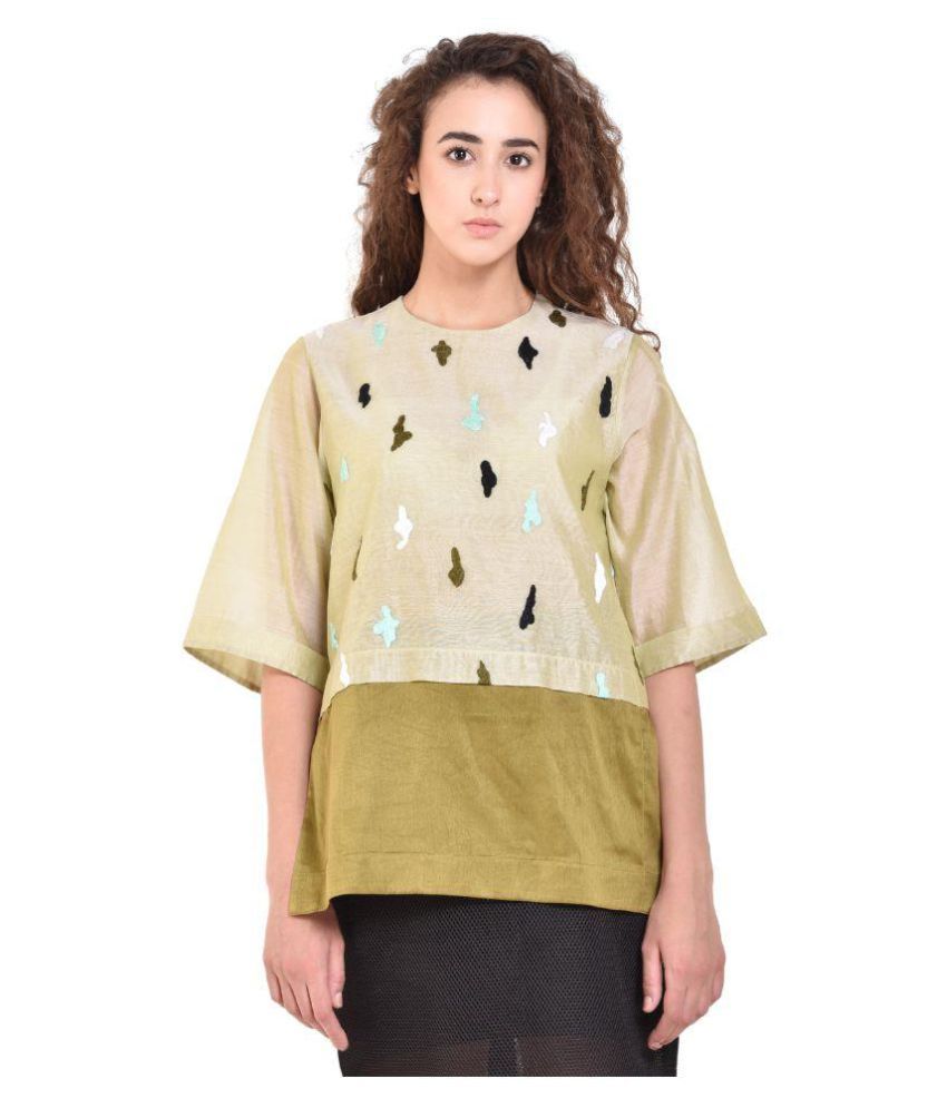 Redrobe Silk Tank Tops Green Buy Redrobe Silk Tank Tops Green Online at Best Prices in