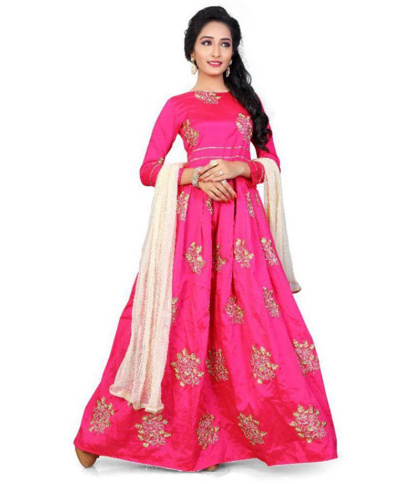 silk cotton anarkali dress