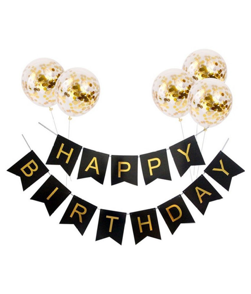 5 Balloons Hot Stamping Happy Birthday Letter Pull Flag Banner