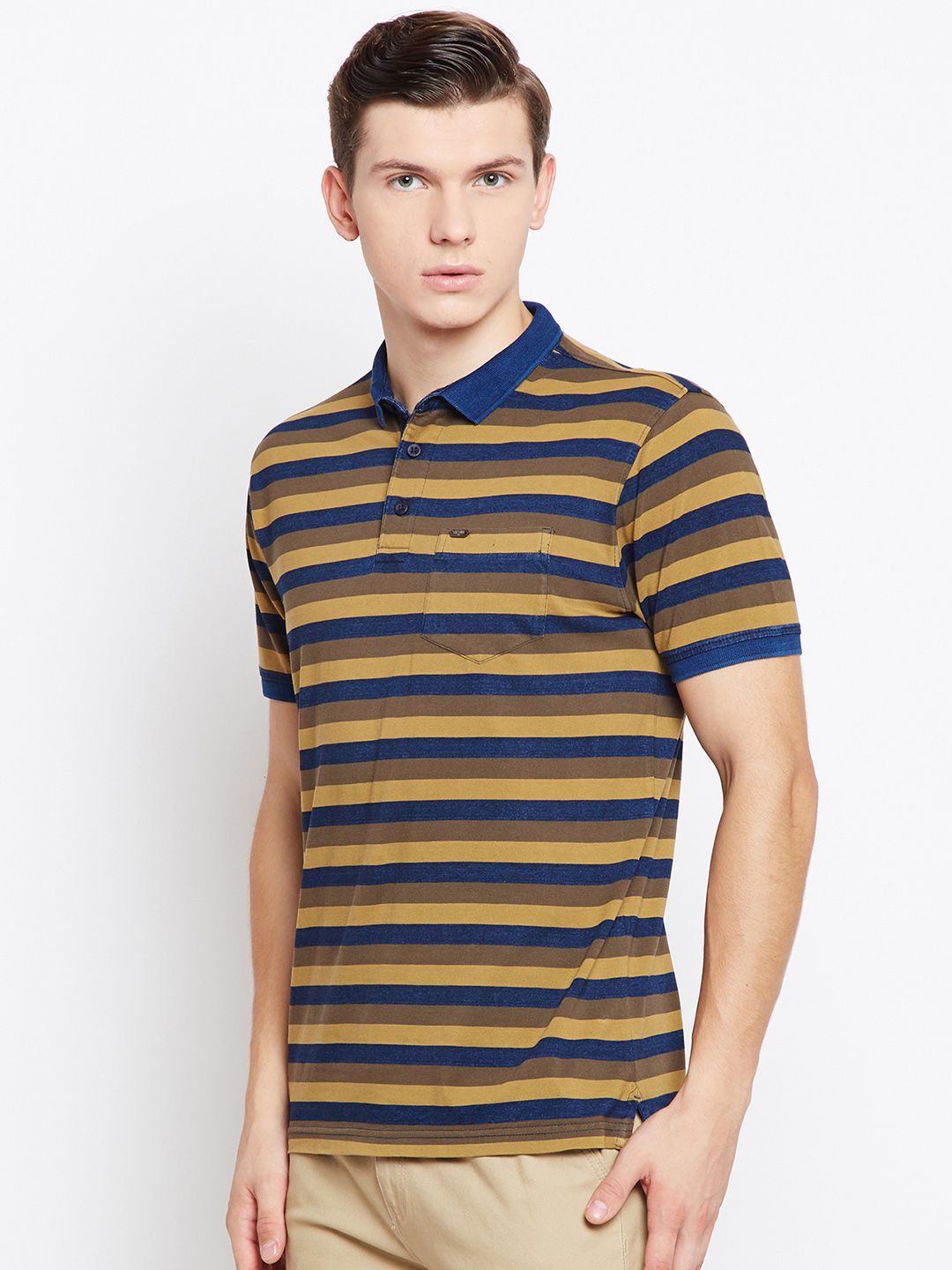 yellow slim fit polo