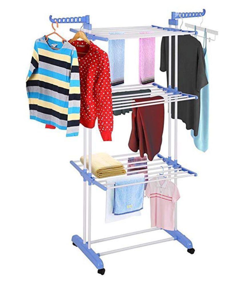     			TNC Premium Indigo Stainless Steel, Plastic Floor Cloth Dryer Stand - Blue