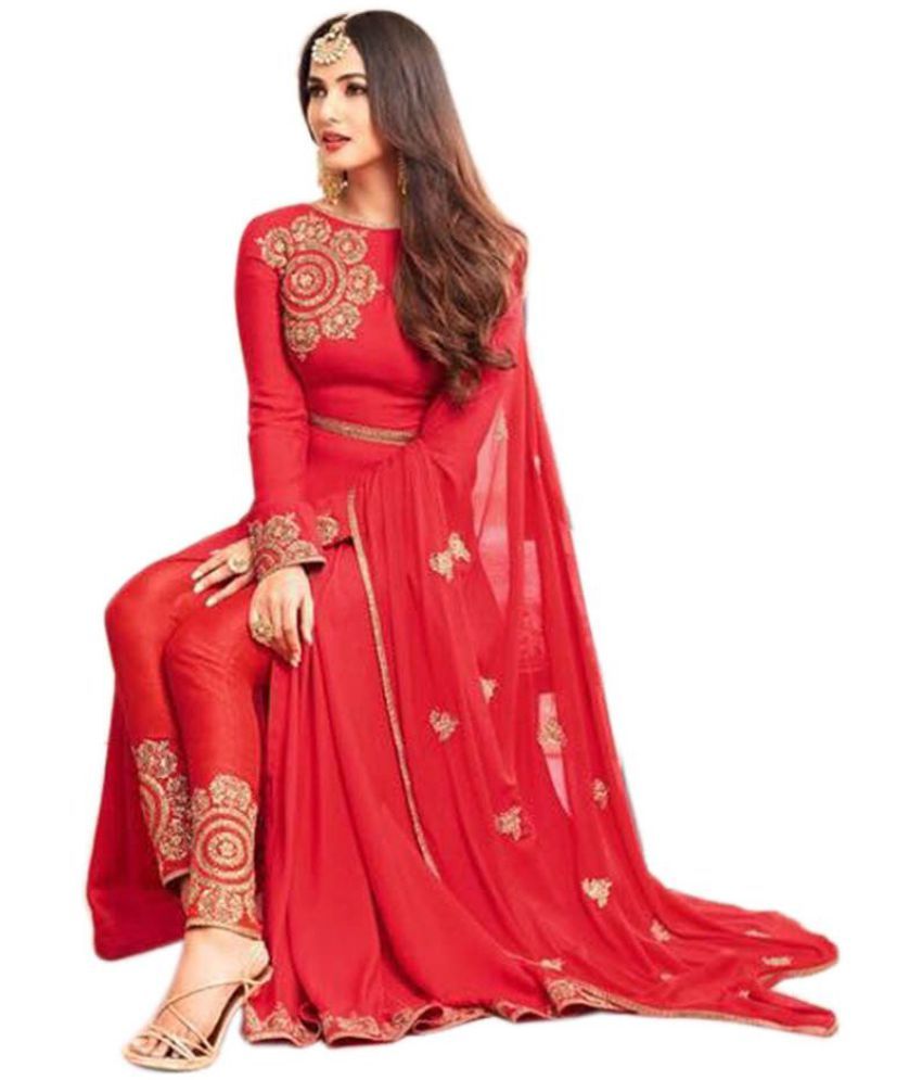 red georgette frock