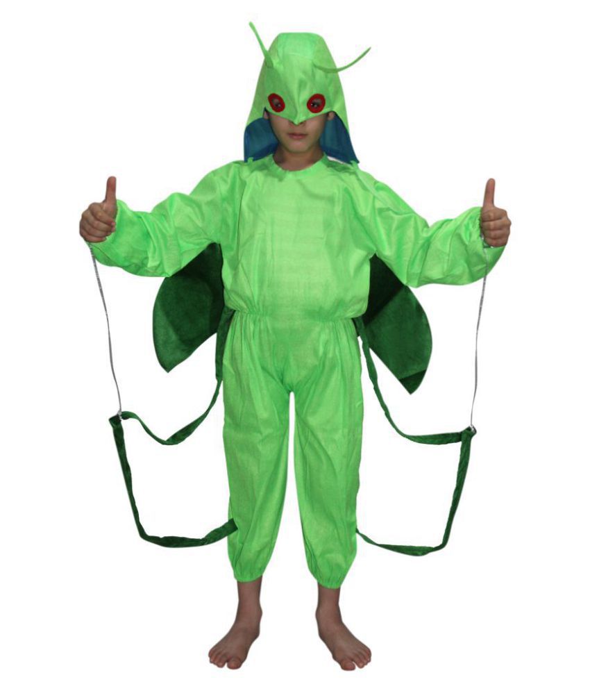     			Kaku Fancy Dresses Green Polyester Grasshopper Fancy Dress For Kids