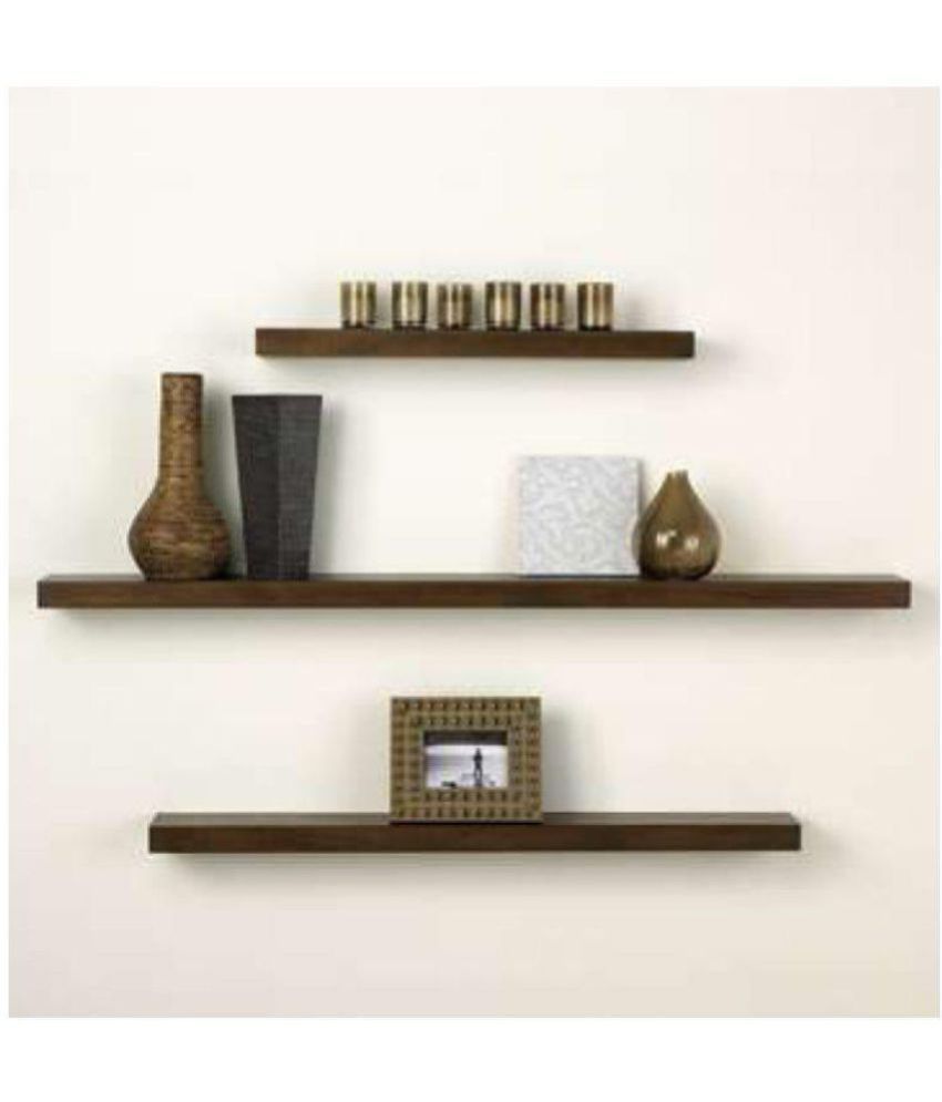 Floating Shelves Brown Wood Pack of 3 Buy Floating Shelves Brown Wood