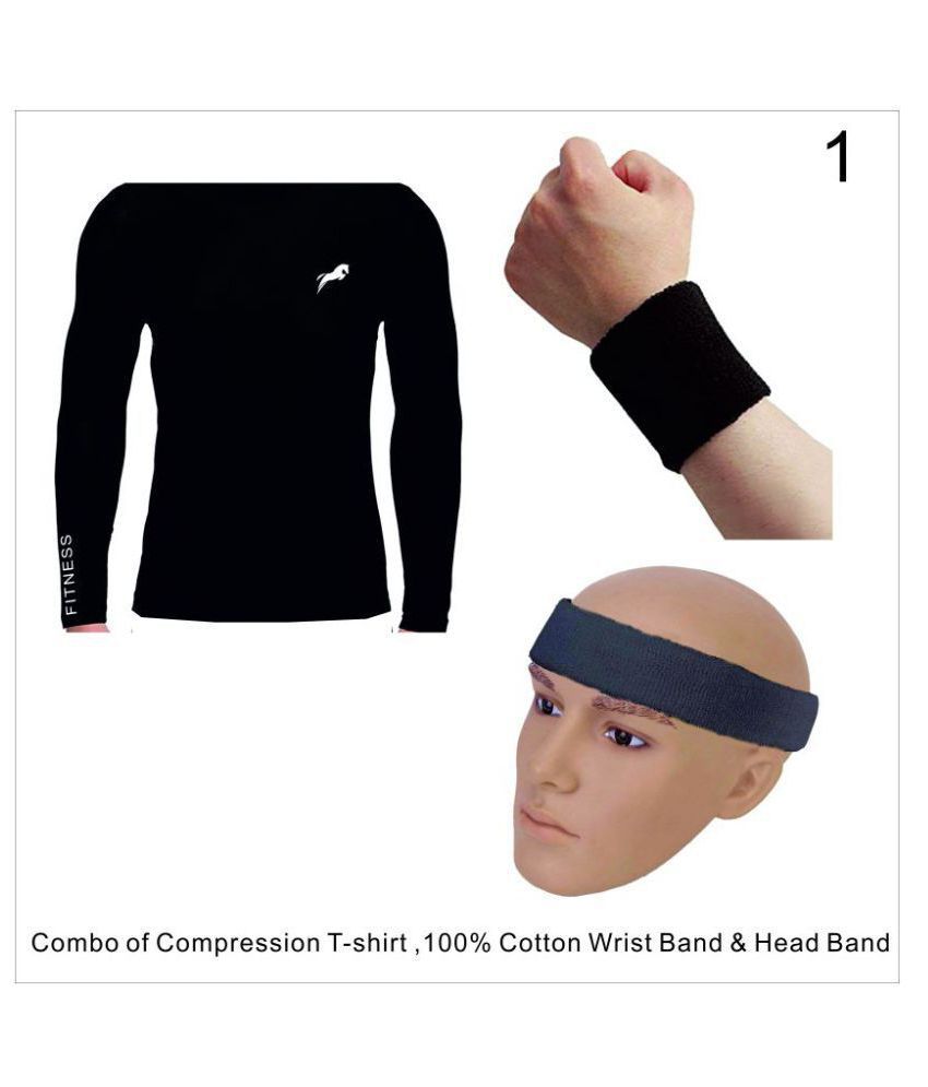     			Rider Compression T-SHIRT 'Top Full Sleeve Plain Athletic & 100% COTTON Wrist band & Head band Fit Multi Sports Cycling, Cricket, Football, Badminton, Gym, Fitness
