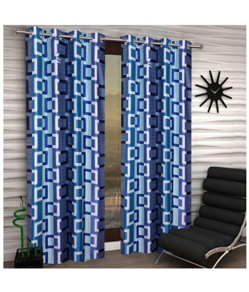     			Tanishka Fabs Semi-Transparent Curtain 5 ft ( Pack of 2 ) - Blue