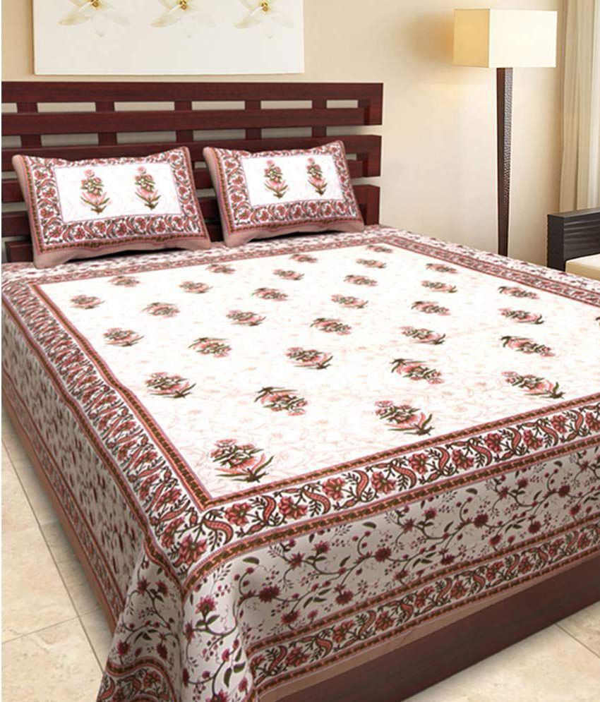 jaipuri bedsheet Cotton Double Bedsheet with 2 Pillow Covers Buy