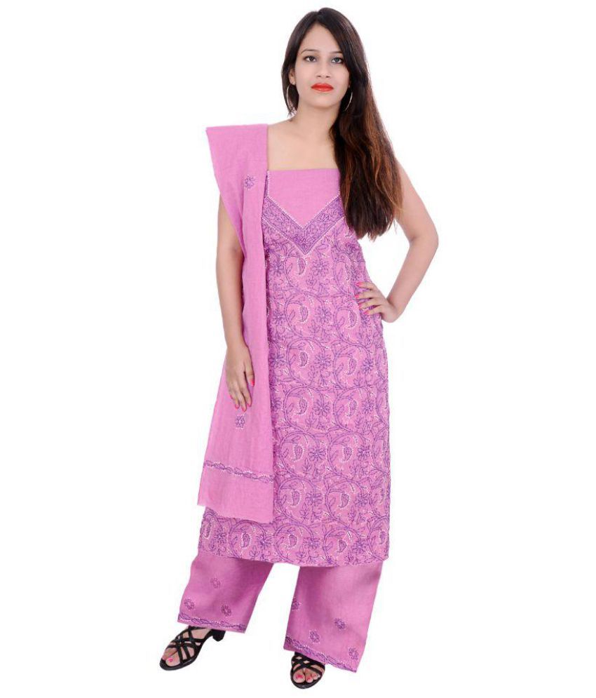 nazya creations Pink Cotton Dress Material - Buy nazya creations Pink ...