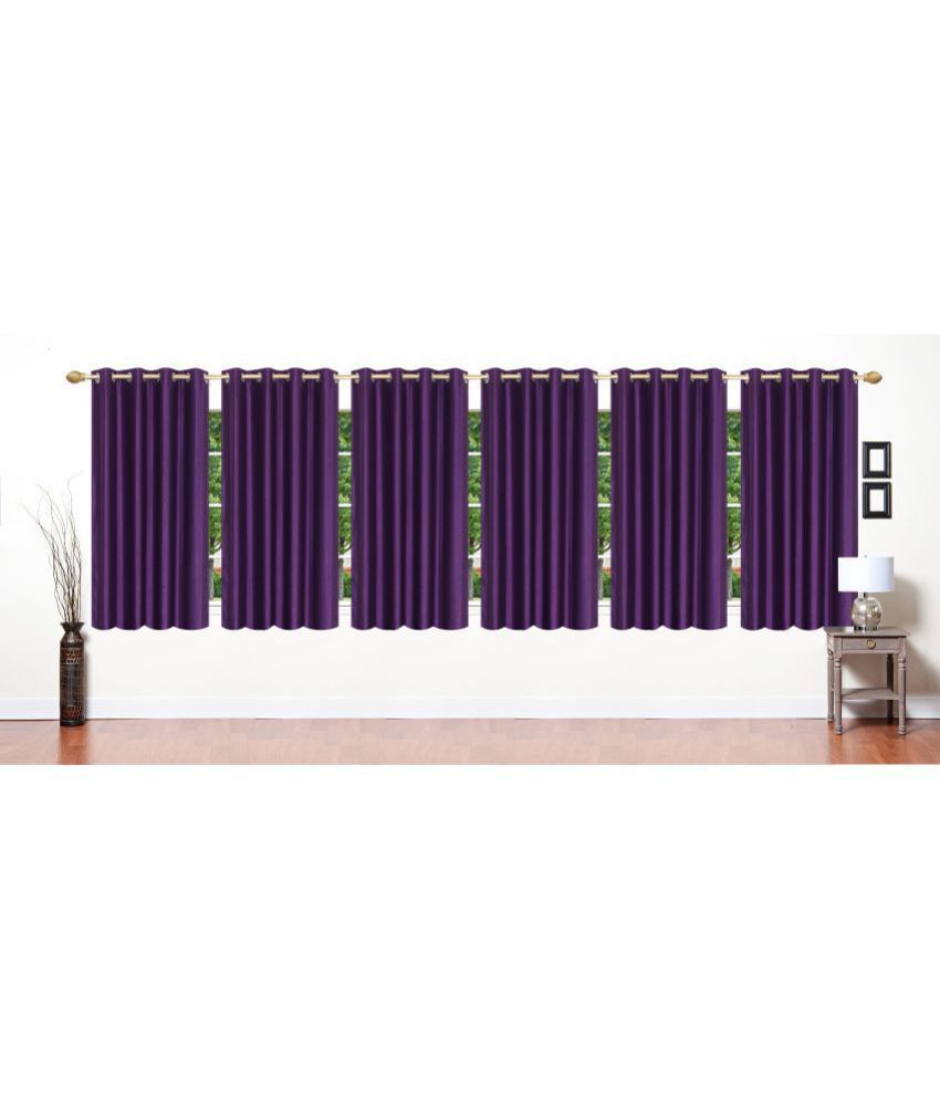     			Stella Creations Set of 6 Window Blackout Eyelet Polyester Curtains Purple