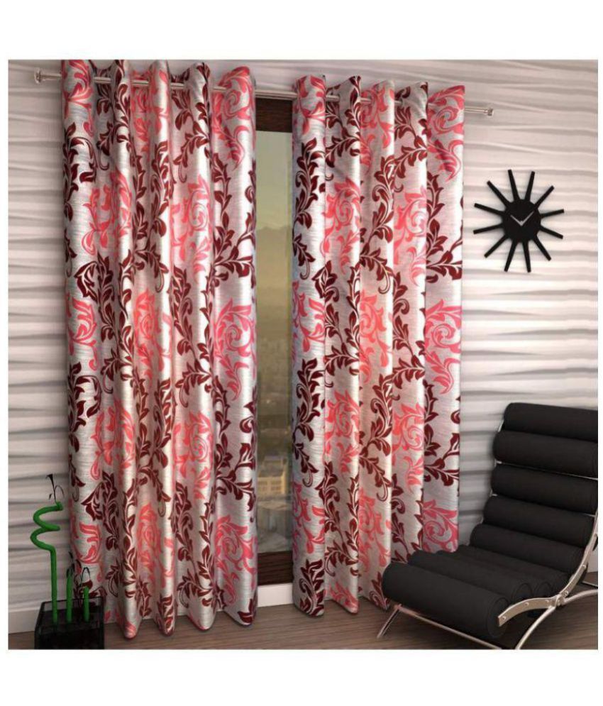     			Tanishka Fabs Semi-Transparent Curtain 5 ft ( Pack of 2 ) - Maroon