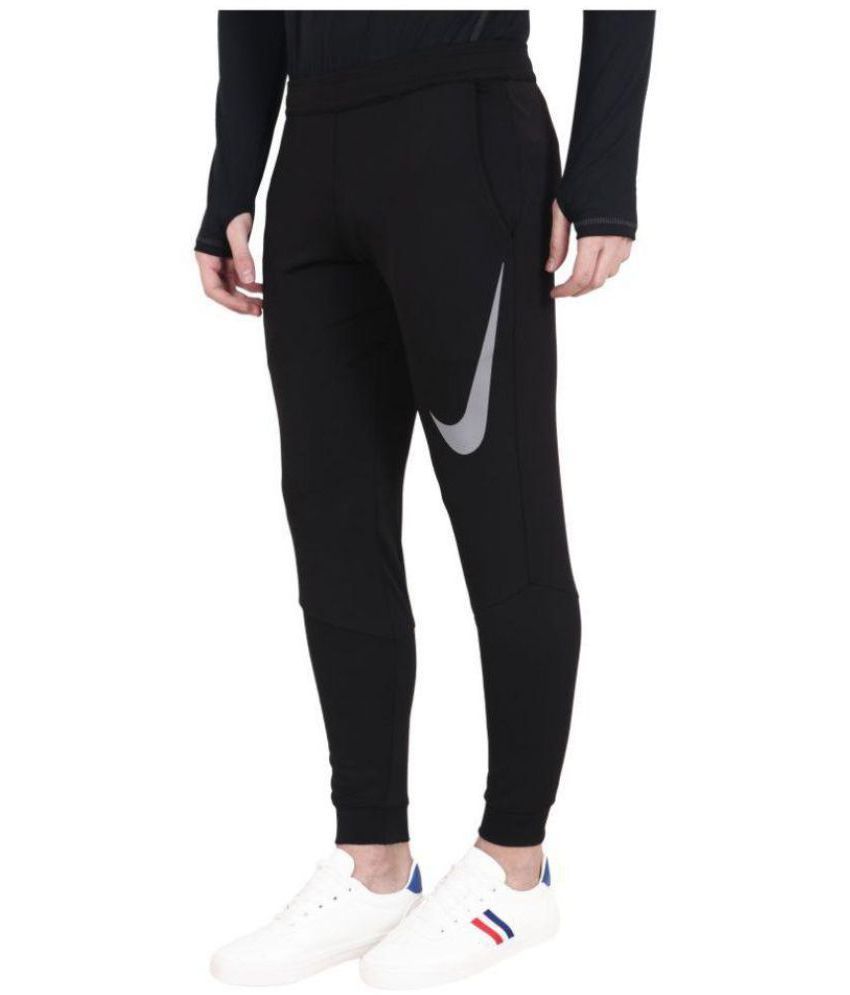 black polyester lycra joggers