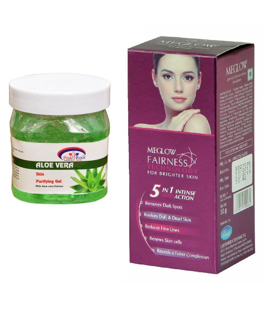 Pink Root Aloe Vera Gel 500ml, Meglow Fairness Cream Day Cream 500 ml ...