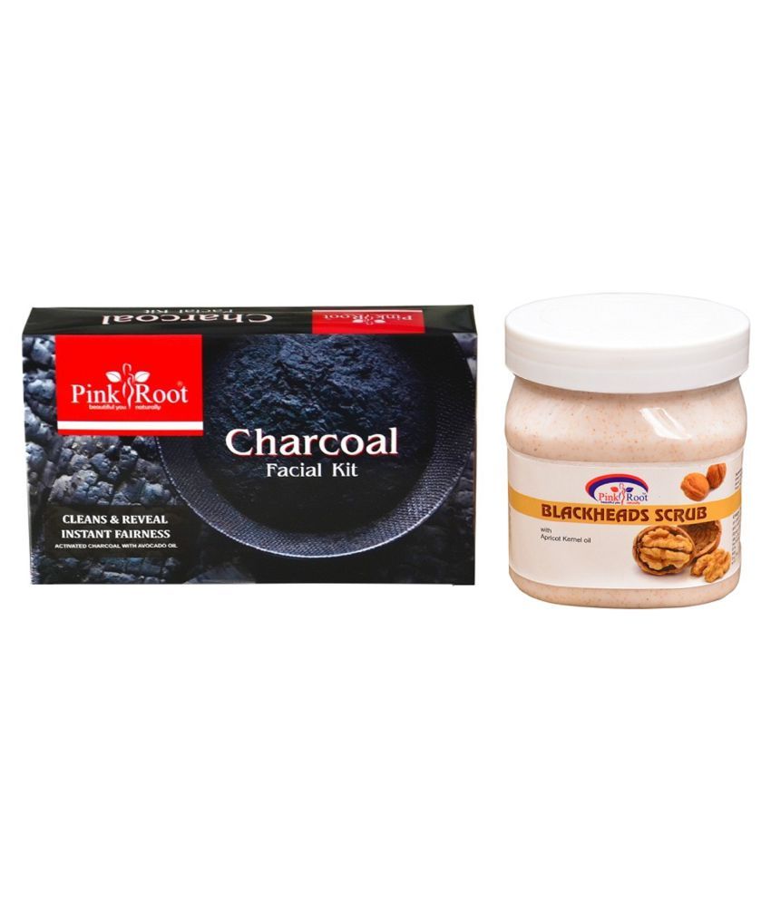 Pink Root Charcoal Facial Kit 83gm, Blackheads Scrub Day Cream 500 ml