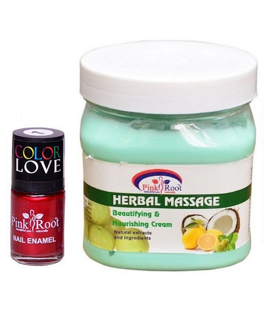 Pink Root Herbal Massage Cream 500ml, Nail Paint Day Cream 500 ml Pack