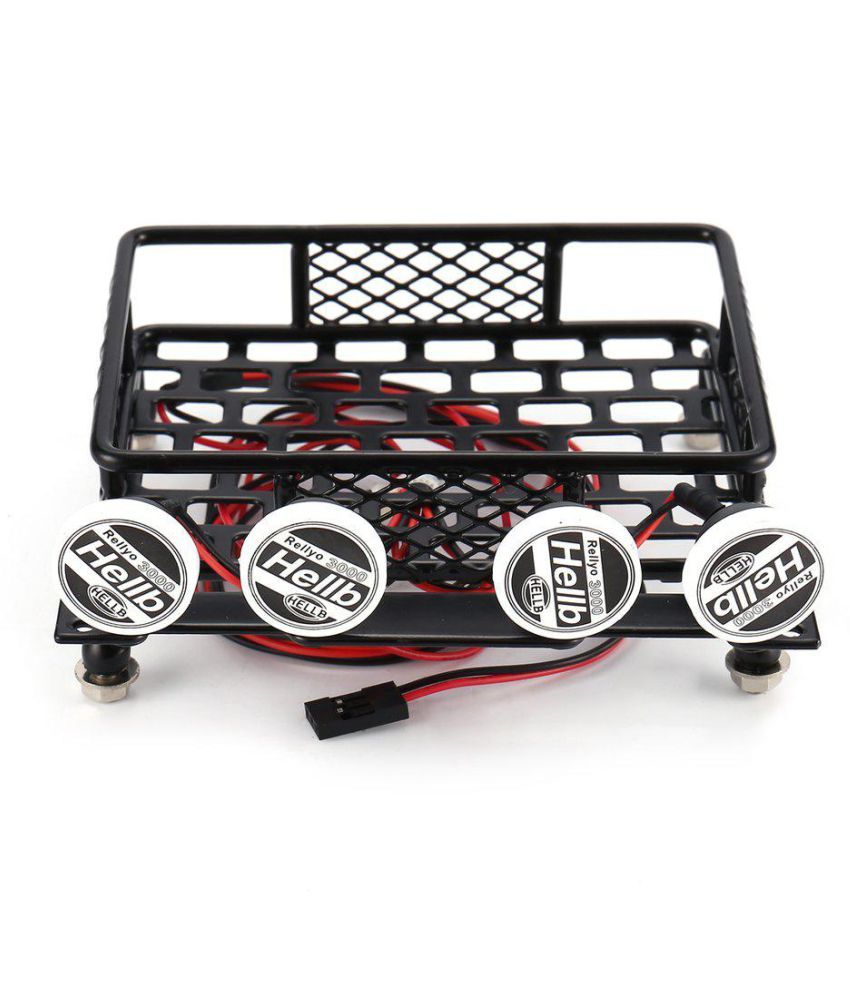 RC CAR Roof Rack Luggage Carrier With 4 LED Light Bars Truck Crawler