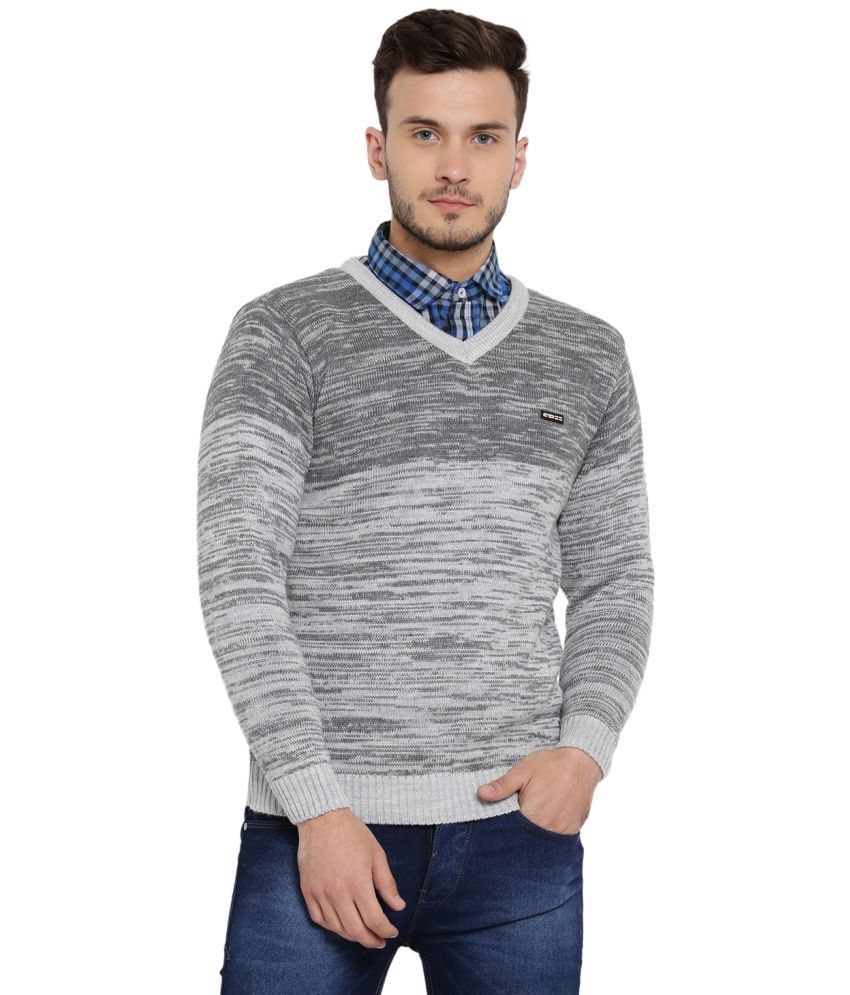 Cloak & Decker Grey V Neck Sweater - Buy Cloak & Decker Grey V Neck ...